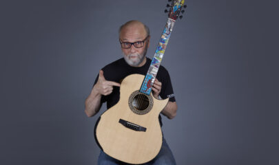 William “Grit” Laskin with his MSF-inspired guitar. Canada, 2020.